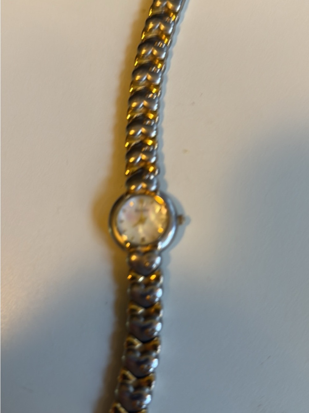 Bulova Two-Tone Ladies Bracelet Watch in Silver and Gold tone with pearlescent